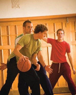 Mormon youth playing basketball
