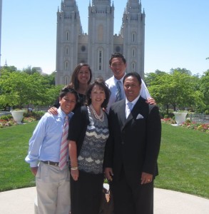 Ken Niumatalolo Family at Salt Lake Temple